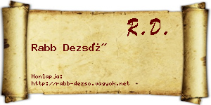 Rabb Dezső névjegykártya